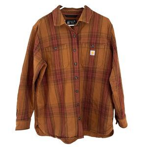 Carhartt Men's Rust Plaid Button-Up Jacket